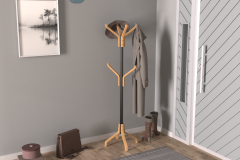 Vilinze Vesti Ahşap Ayaklı Siyah Metal Portmanto Elbise Askılığı