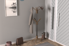 Vilinze Vesti Ahşap Ayaklı Siyah Metal Portmanto Elbise Askılığı