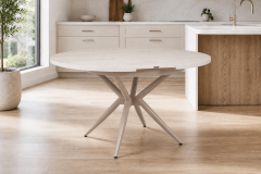 Oltu Metal Ayaklı Açılabilir Mdf Yuvarlak Mutfak Masası - 100x100+35 (100x135) cm