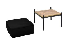 Ege Fonksiyonel Siyah Ayak Sehpalı Kare Siyah Puf Kestane