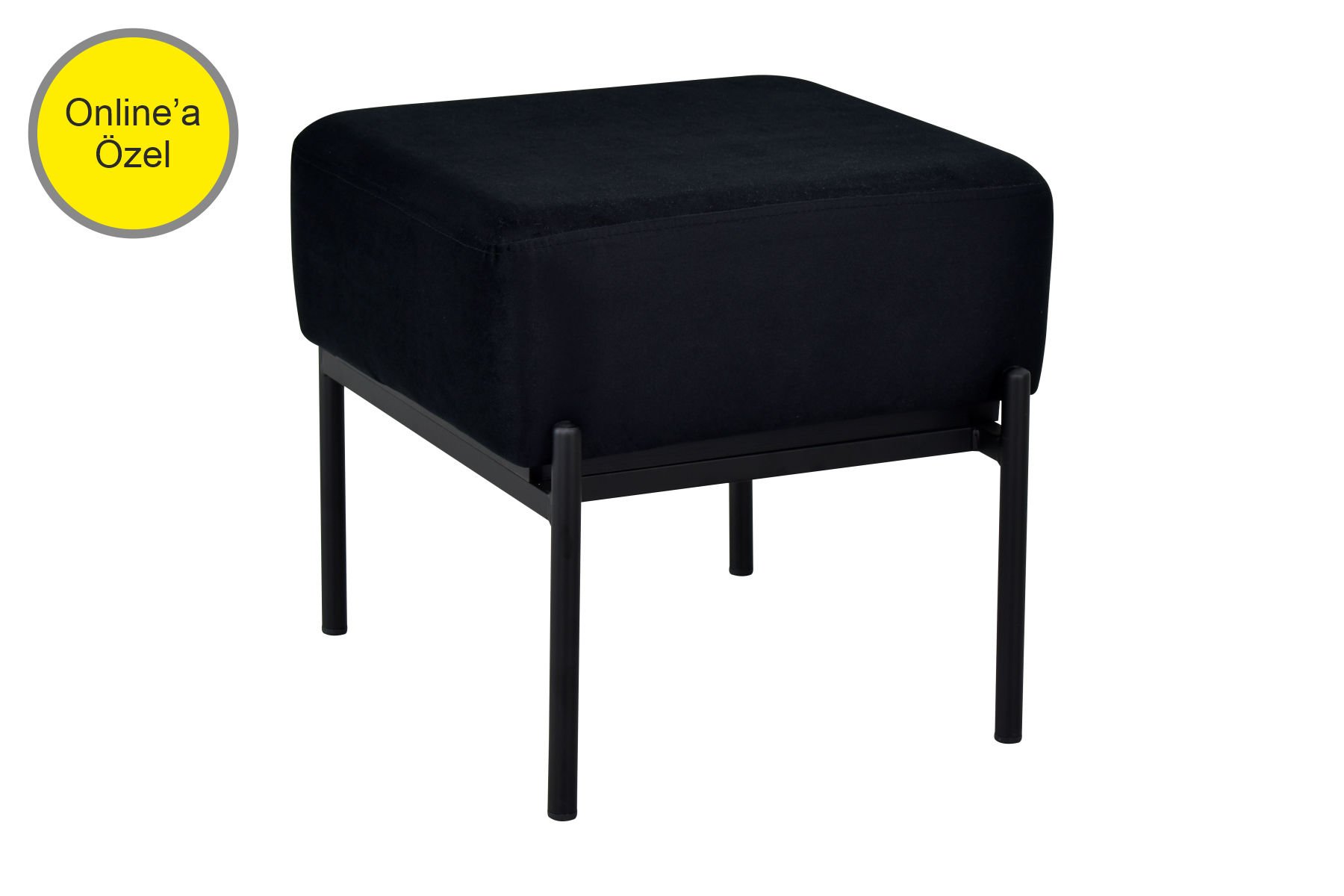 Vilinze Ege Fonksiyonel Siyah Ayak Sehpalı Kare Siyah Puf Antrasit