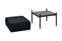 Vilinze Ege Fonksiyonel Siyah Ayak Sehpalı Kare Siyah Puf Antrasit