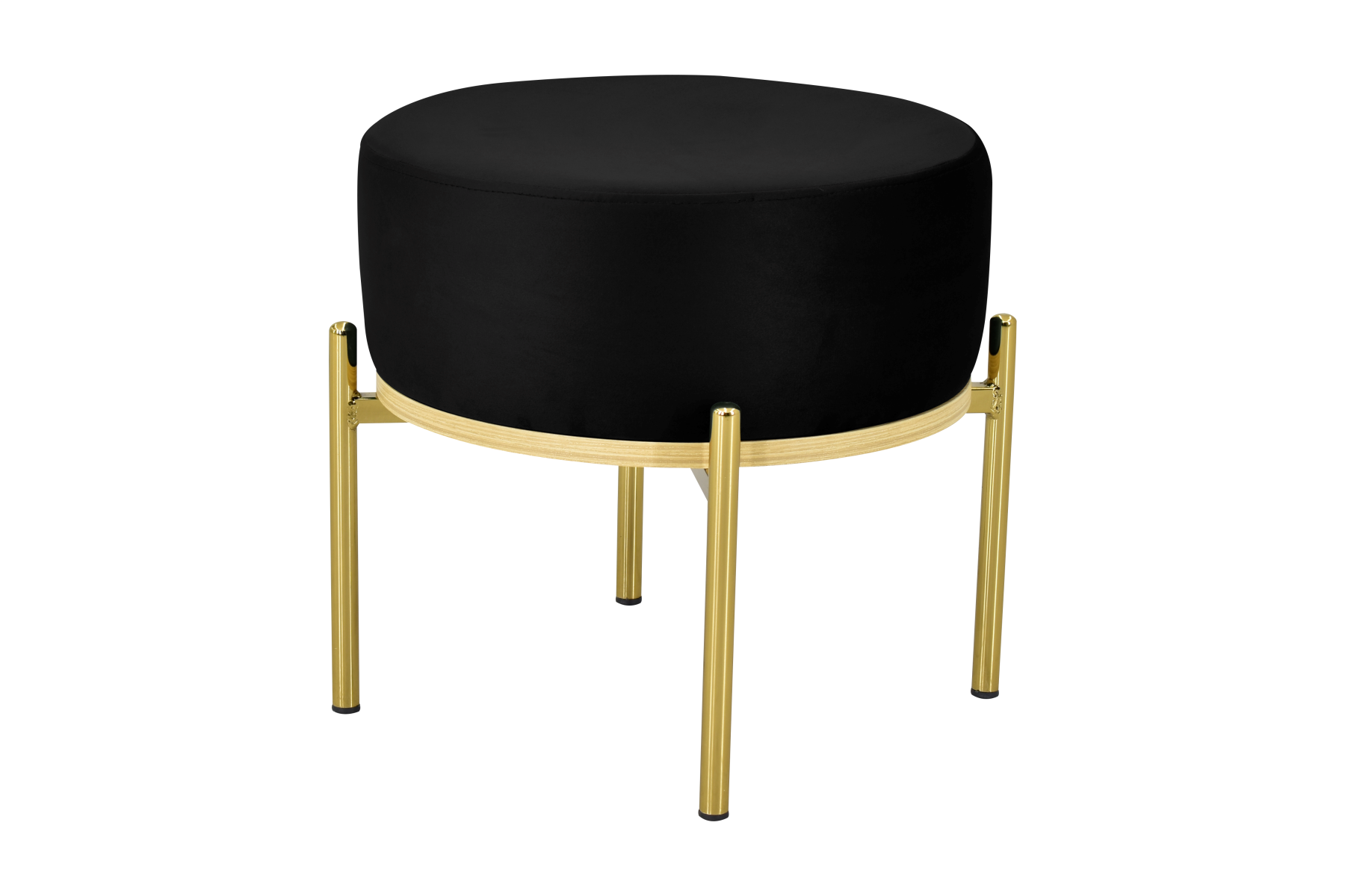 Vilinze Otto Fonksiyonel Gold Ayak Naturel Sehpalı Yuvarlak Puf Siyah