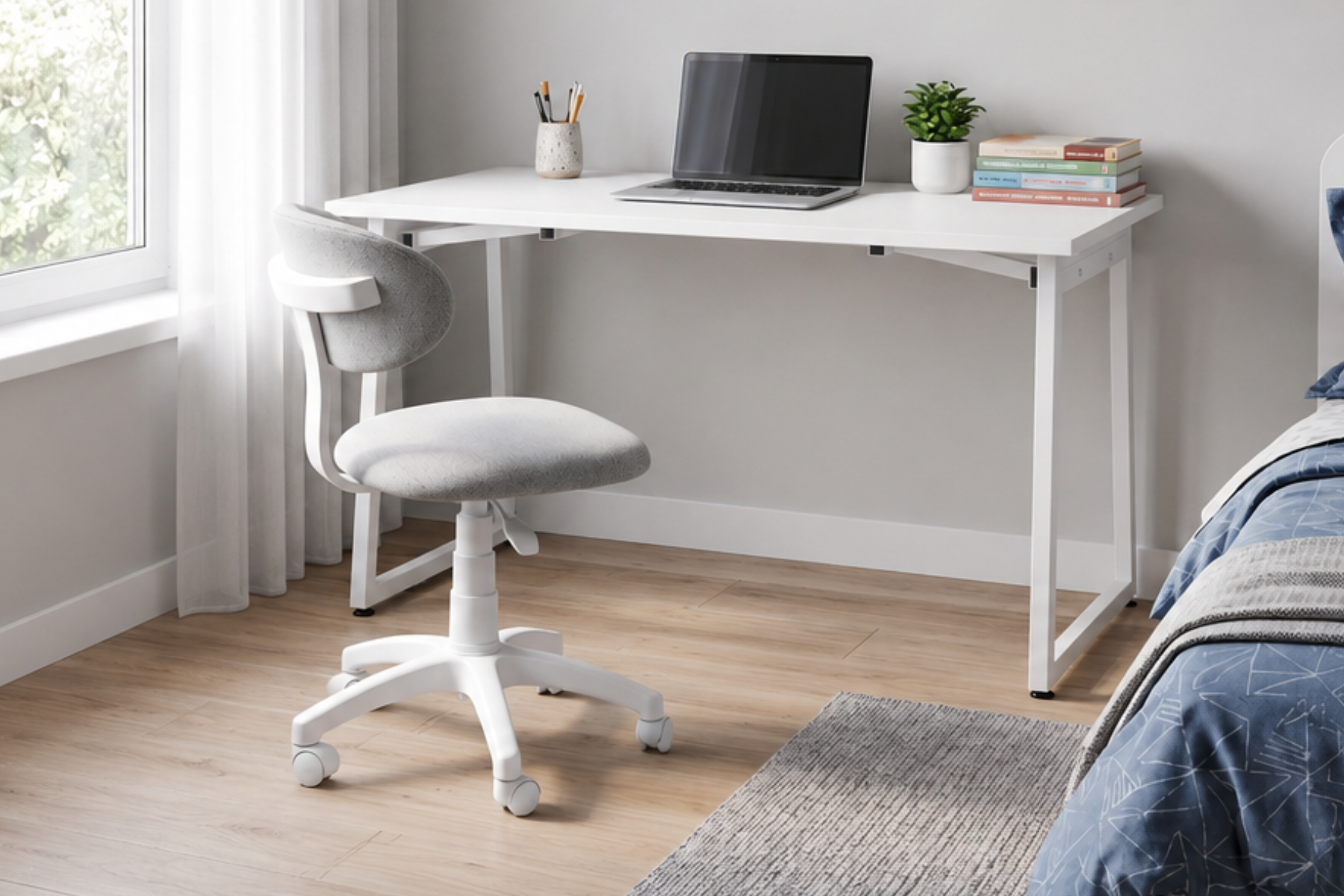 Vilinze Zuzu Çalışma Koltuğu Tekerlekli Ofis Sandalyesi Teddy Açık Gri