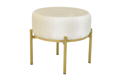 Vilinze Otto Fonksiyonel Gold Ayak Naturel Sehpalı Yuvarlak Puf Krem