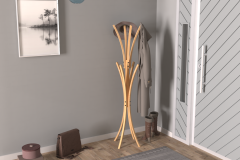 Vesti Ahşap Ayaklı Portmanto Elbise Askılığı Naturel - 8 Kollu