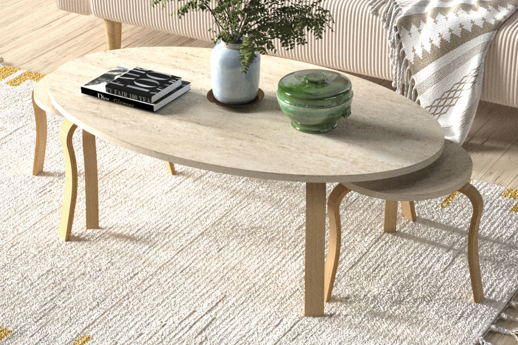 Eva Yavrulu Orta Sehpa 70x120 cm