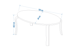Vilinze Eva Oval Orta Sehpa 70x120 cm