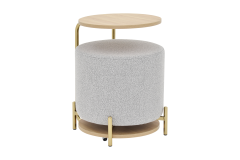 Çok Amaçlı Gold Metal Ayak C Sehpa Puf Seti Naturel - Teddy Açık Gri