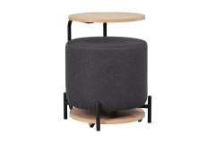 Çok Amaçlı Naturel Metal C Sehpa Puf Seti Gri-O