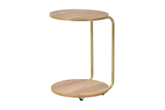 Çok Amaçlı Gold Metal Ayak C Sehpa Puf Seti Kestane - Teddy Açık Gri