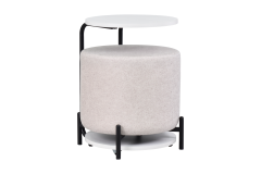 Çok Amaçlı Beyaz Metal C Sehpa Puf Seti