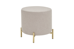 Çok Amaçlı Gold Metal Ayak C Sehpa Puf Seti Beyaz - Teddy Bej