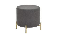 Çok Amaçlı Gold Metal Ayak C Sehpa Puf Seti Beyaz - Teddy Gri