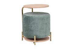 Çok Amaçlı Gold Metal Ayak C Sehpa Puf Seti