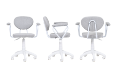 Vilinze Biga Çalışma Ofis Masası ve Deniz Çalışma Ofis Sandalyesi Set - 60x90 cm Kırçıllı Gri/Kollu - Beyaz