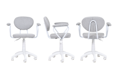 Vilinze Biga Çalışma Ofis Masası ve Deniz Çalışma Ofis Sandalyesi Set - 60x120 cm Kırçıllı Gri/Kollu - Beyaz/Naturel