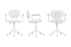 Vilinze Biga Çalışma Ofis Masası ve Deniz Çalışma Ofis Sandalyesi Set - 60x120 cm Beyaz/Kollu - Beyaz/Naturel