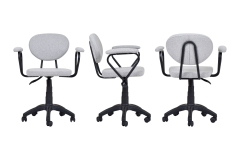 Vilinze Biga Çalışma Ofis Masası ve Deniz Çalışma Ofis Sandalyesi Set - 60x120 cm Kırçıllı Gri/Kollu - Siyah/Ceviz