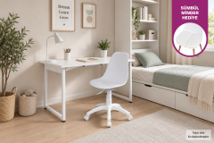 Vilinze Biga Çalışma Ofis Masası ve Eames Çalışma Ofis Sandalyesi Set - 60x90 cm Beyaz - Beyaz