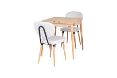 Vilinze Akdeniz Sandalye Golf Mutfak Masası Takımı - 70x70+70 cm Naturel - 2 Adet