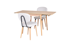 Vilinze Akdeniz Sandalye Golf Mutfak Masası Takımı - 70x70+70 cm Naturel - 2 Adet