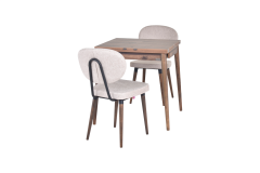 Vilinze Akdeniz Sandalye Golf Mutfak Masası Takımı - 70x70+70 cm Ceviz - 2 Adet
