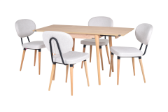 Vilinze Akdeniz Sandalye Golf Mutfak Masası Takımı - 70x70+70 cm Naturel - 4 Adet