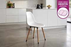 Vilinze Eames Ahşap Ayak Plastik Beyaz Sandalye