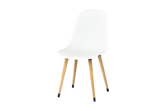 Vilinze Eames Ahşap Ayak Plastik Beyaz Sandalye Naturel