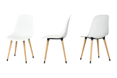 Vilinze Eames Ahşap Ayak Plastik Beyaz Sandalye Naturel
