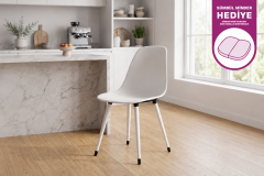 Vilinze Eames Ahşap Ayak Plastik Beyaz Sandalye Beyaz
