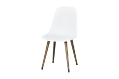 Vilinze Eames Ahşap Ayak Plastik Beyaz Sandalye Kestane