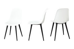 Vilinze Eames Ahşap Ayak Plastik Beyaz Sandalye Siyah