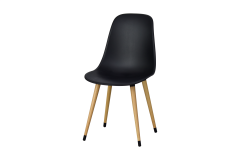 Vilinze Eames Ahşap Ayak Plastik Siyah Sandalye Naturel