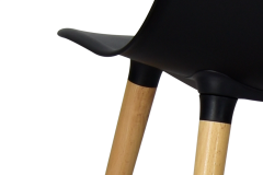 Vilinze Eames Ahşap Ayak Plastik Siyah Sandalye Naturel