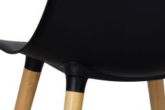 Vilinze Eames Ahşap Ayak Plastik Siyah Sandalye Naturel