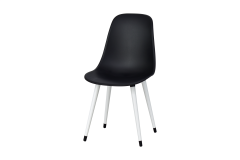 Vilinze Eames Ahşap Ayak Plastik Siyah Sandalye Beyaz