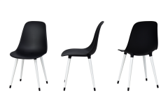 Vilinze Eames Ahşap Ayak Plastik Siyah Sandalye Beyaz