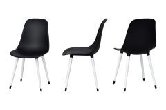Vilinze Eames Ahşap Ayak Plastik Siyah Sandalye Beyaz