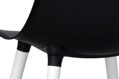 Vilinze Eames Ahşap Ayak Plastik Siyah Sandalye Beyaz