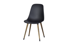 Vilinze Eames Ahşap Ayak Plastik Siyah Sandalye Kestane