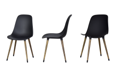 Vilinze Eames Ahşap Ayak Plastik Siyah Sandalye Kestane