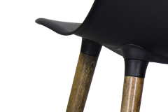 Vilinze Eames Ahşap Ayak Plastik Siyah Sandalye Kestane
