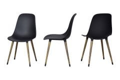 Vilinze Eames Ahşap Ayak Plastik Siyah Sandalye Kestane