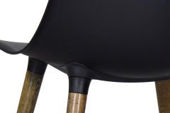 Vilinze Eames Ahşap Ayak Plastik Siyah Sandalye Kestane