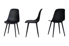 Vilinze Eames Ahşap Ayak Plastik Siyah Sandalye Siyah