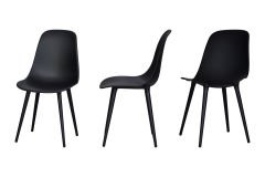 Vilinze Eames Ahşap Ayak Plastik Siyah Sandalye Siyah