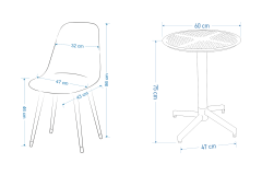 Vilinze Tilia Plastik Bahçe Balkon Bistro Seti Katlanır Masa 60*60 cm
