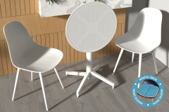 Vilinze Tilia Plastik Bahçe Balkon Bistro Seti Katlanır Masa 60*60 cm Beyaz